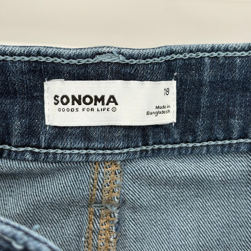Sonoma Goods For Life Womens Plus Size 18 Wide Leg Crop Jeans Blue Medium Wash - Picture 3 of 11